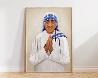 Mother Teresa Painting | Teresa | Artwork | Wall Decor | Printable Art | Artwork | Religious | Christian | Catholic | Digital Download