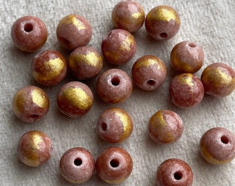 Calcite Vintage Rose & Gold Beads - Colored Stone Beads - 6mm - 15PCS