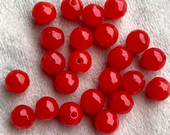 Candy Red Jade Facet Beads - Colored Stone Beads - 6mm - 15PCS