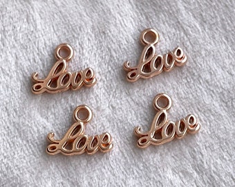 DQ Metall Liebe Charms - Rose Gold - 4 Stück - Nickel Frei