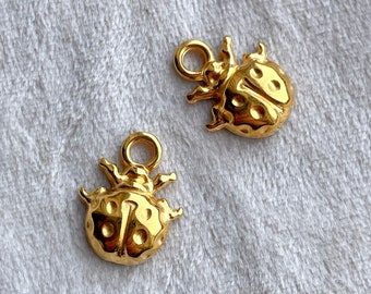 DQ Metal Ladybug Charms - 2PCS - Nickelfree - Jewelry making supplies - Gold