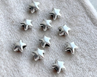 DQ Metal Star Beads - 10 pcs - 6mm - Silver