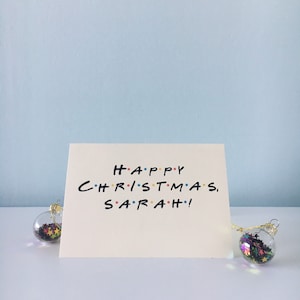 Gepersonaliseerde friends-stijl kerstkaart (friends tv-show, happy christmas, single of pak kerstkaarten)