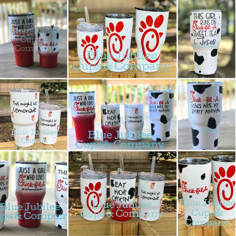 Chick fil a 17oz double walled Mason Jar with straw Etsy