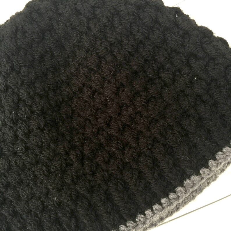 cosy winter hat black adult beanie black men/'s beanie woolly hat adult crochet hat crochet winter hat