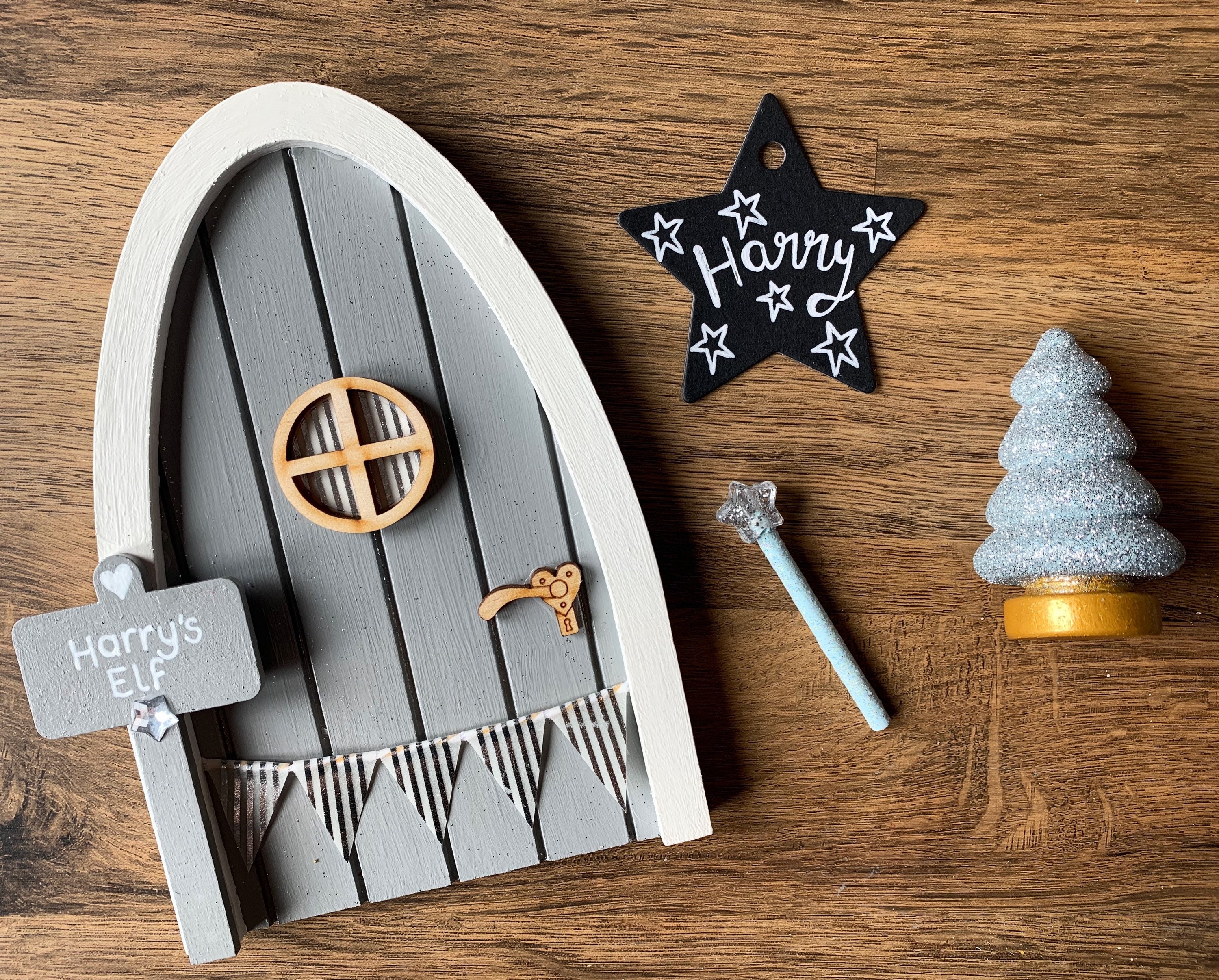 Grey Fairy and Elf Door With Personalised Sign Post - Etsy