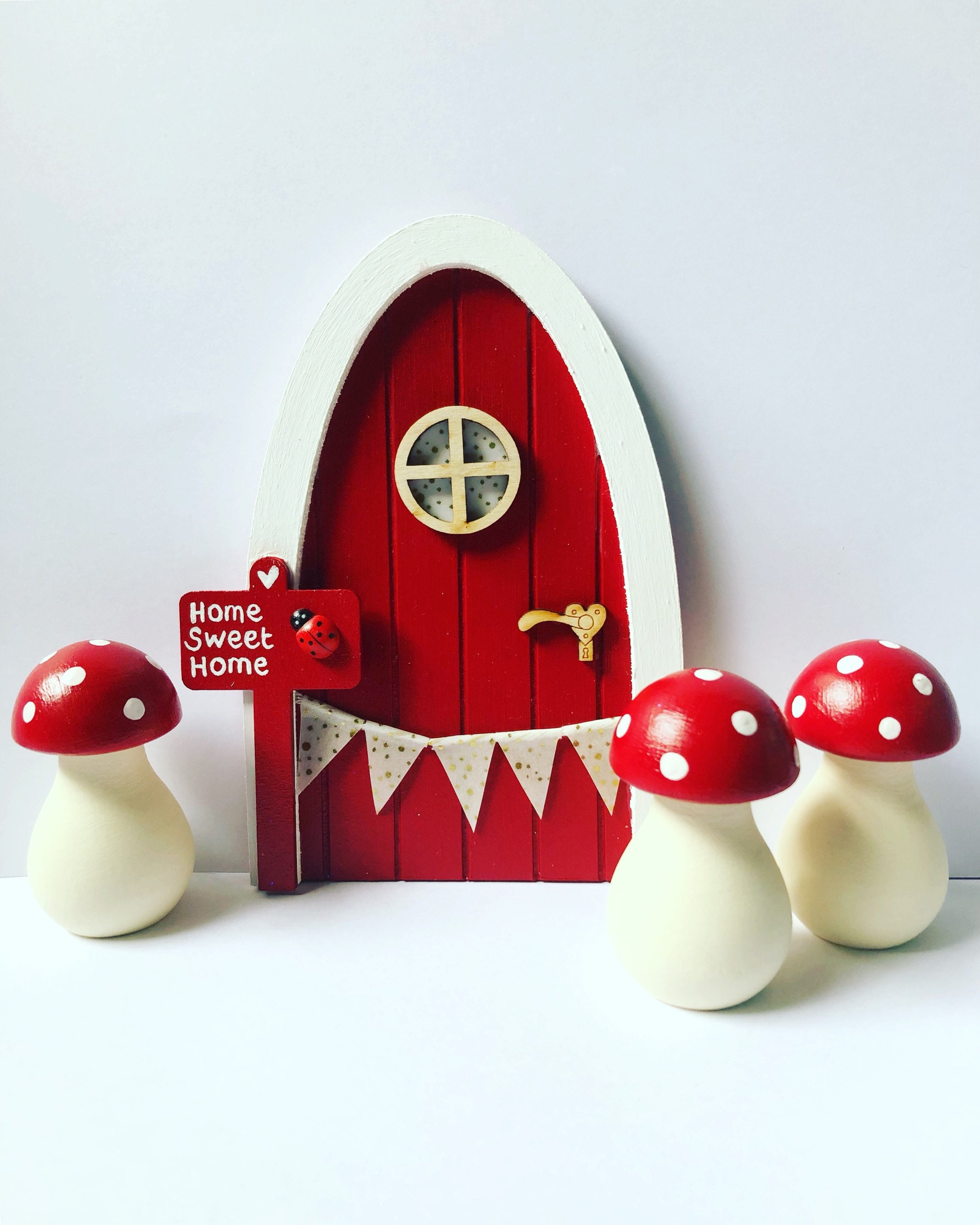 Hand Painted Red Fairy Door With Personalised Sign Post - Etsy UK