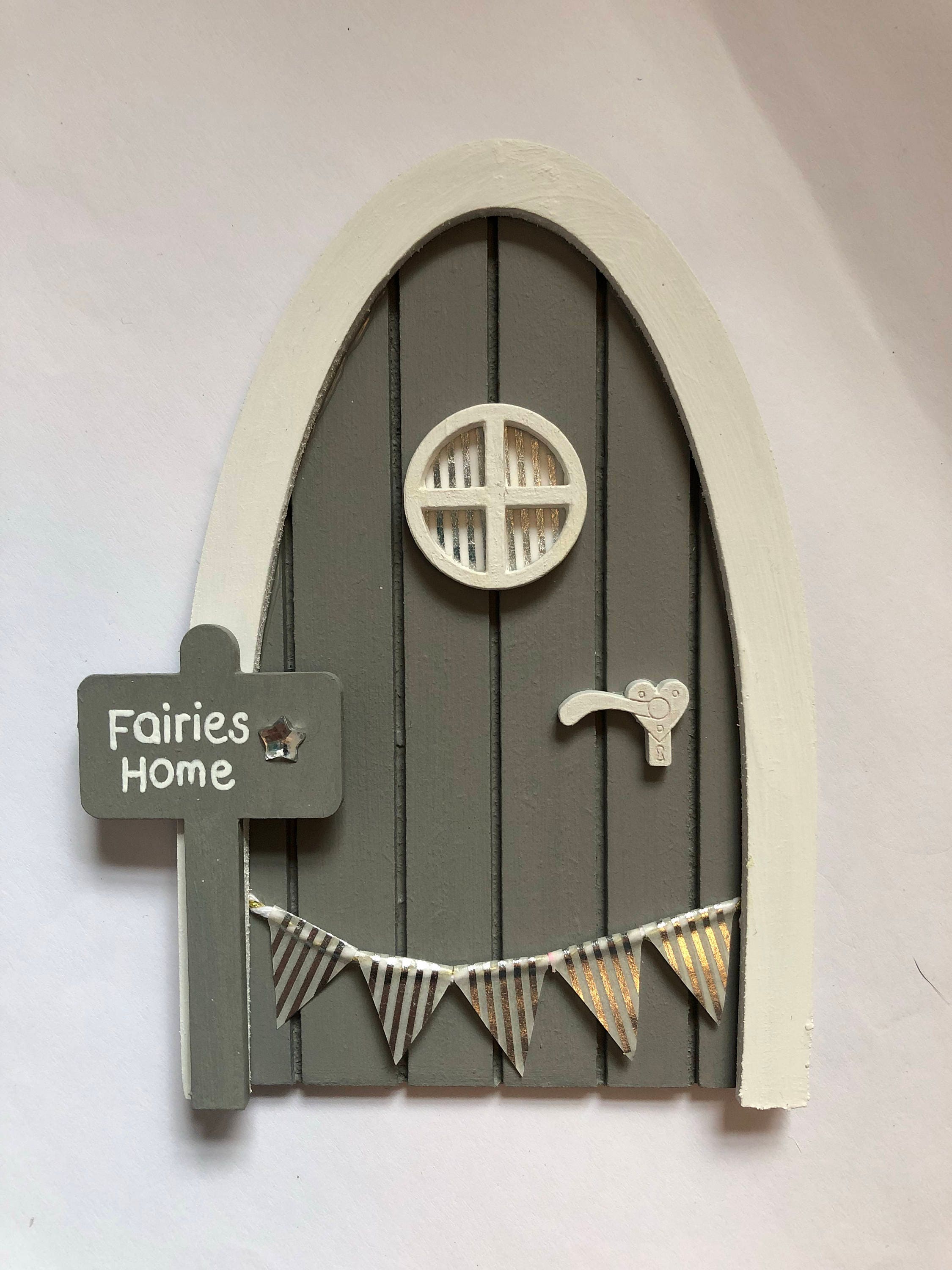 Grey Fairy and Elf Door With Personalised Sign Post - Etsy