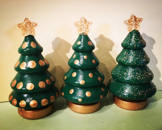 Hand Painted Wooden Peg Doll Christmas Trees For Fairy And Etsy