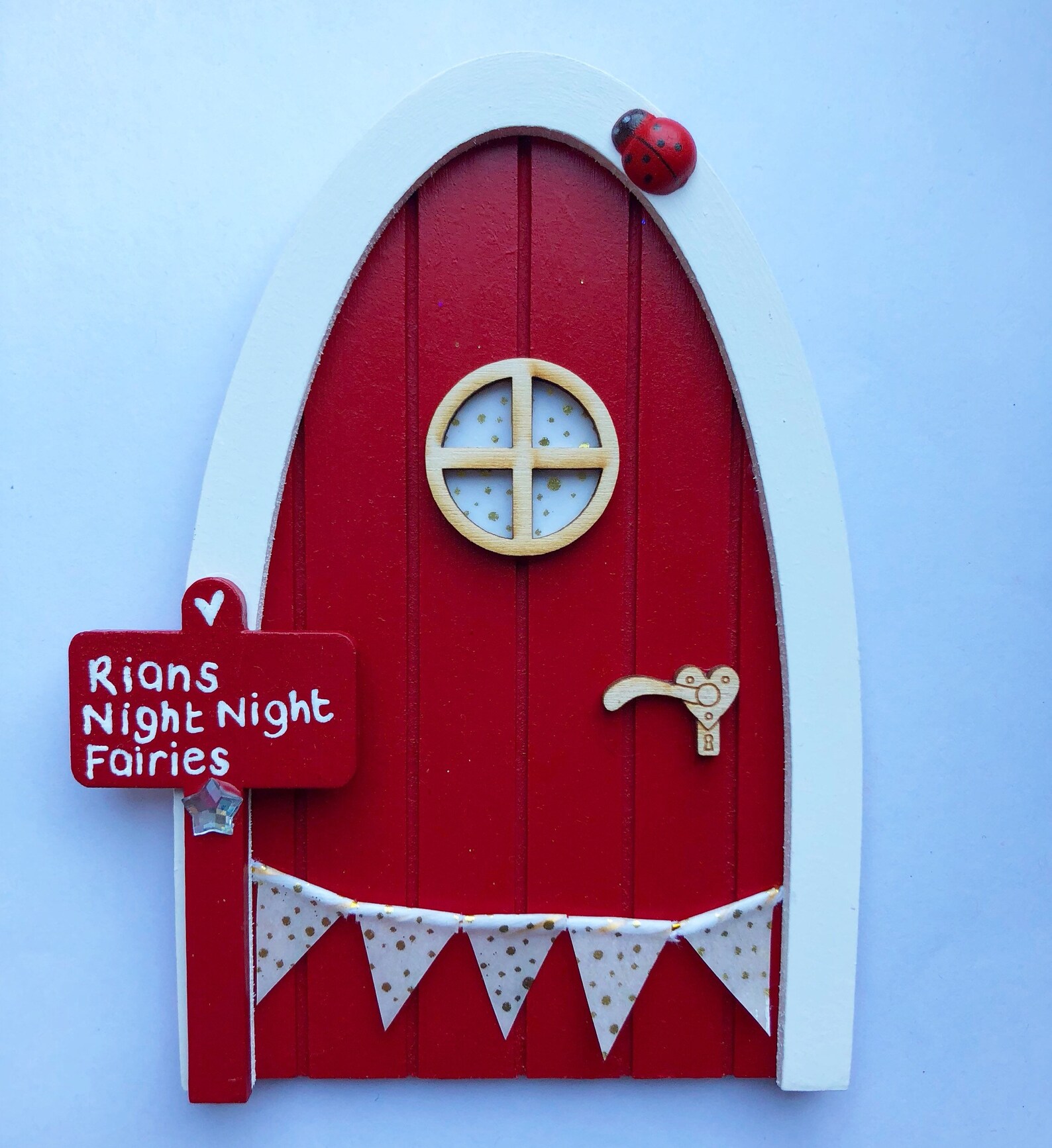 Hand Painted Red Fairy Door With Personalised Sign Post | Etsy UK