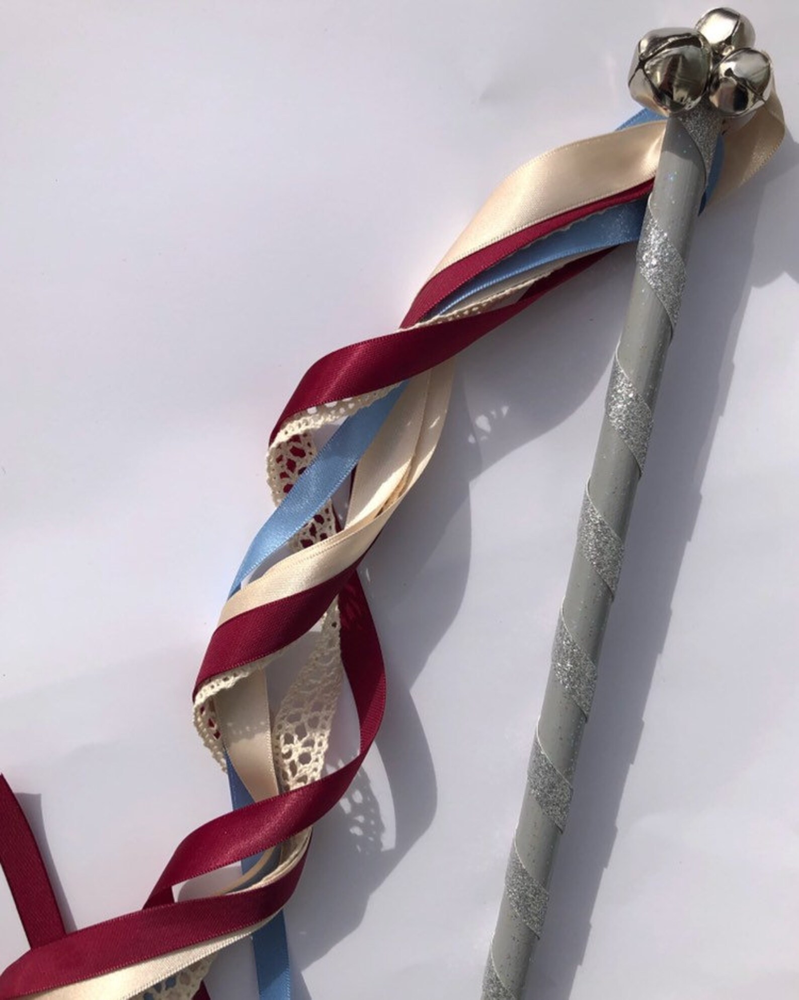Custom Colour Fairy Ribbon Wand, With Choice of 4 Ribbons and Bells ...