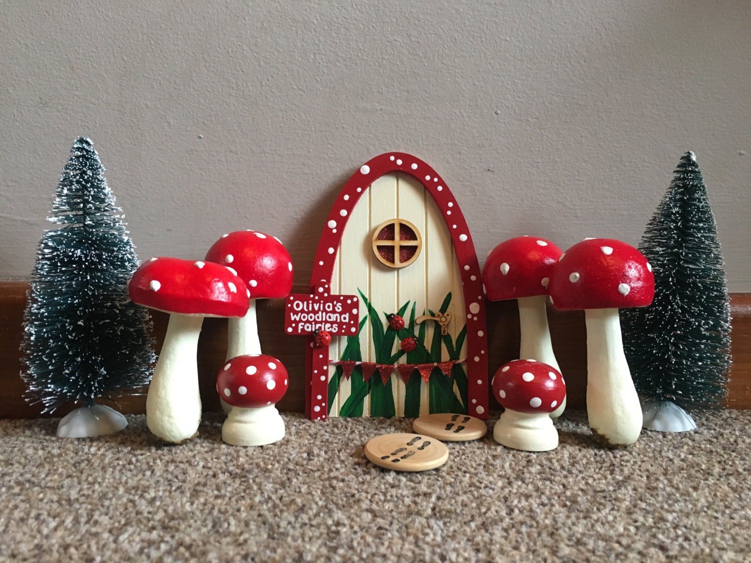 Toadstool Themed Woodland Fairy and Elf Door With | Etsy UK