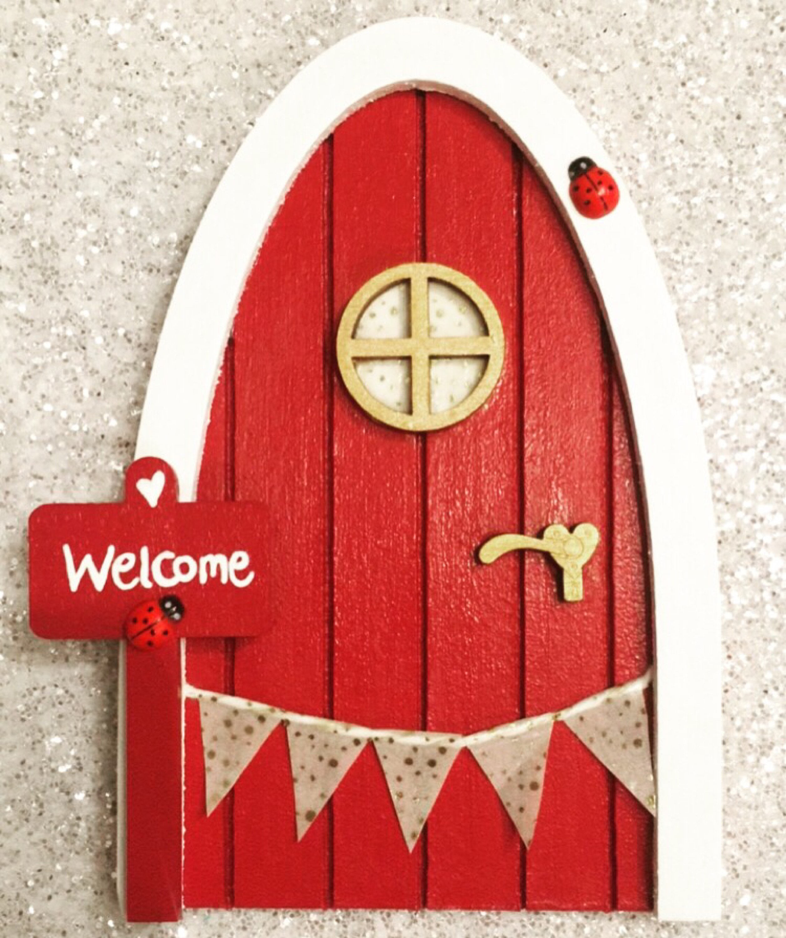 Hand Painted Red Fairy Door With Personalised Sign Post | Etsy UK