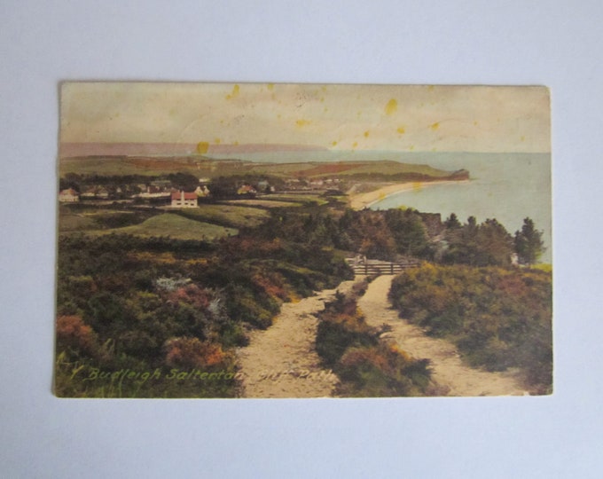 Vintage Postcard, Budleigh Salterton, Cliff Path, Devon, England, UK. Original, Used.