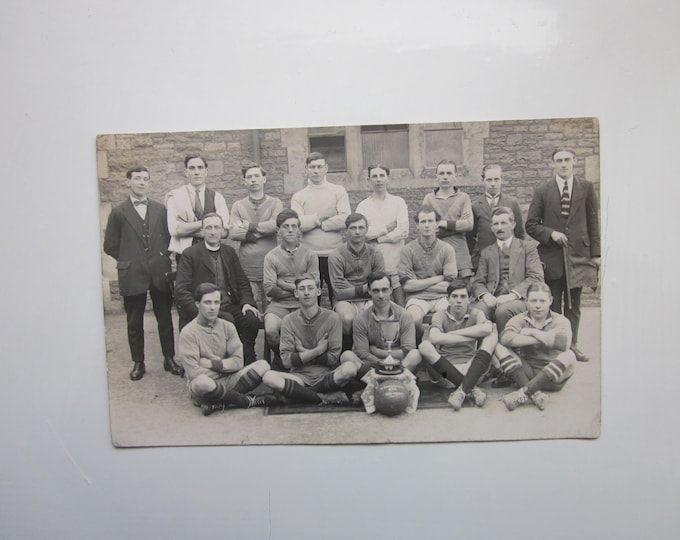 Postcard, Early 1900s? Unknown Football (Soccer) Team. Real Photo (RPPC) Postcard. Genuine, Original.