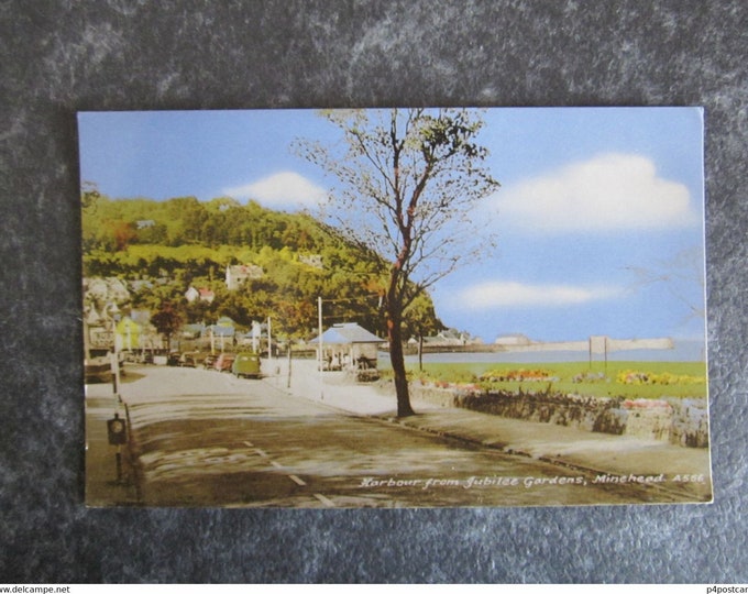 Vintage Postcard, Harbour From Jubilee Gardens, Minehead, UK. Original REAL Photo (RPPC) Postcard, Genuine. Unused.