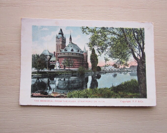 Postcard, The Memorial From The River, Stratford On Avon, Warwickshire, UK. Genuine, Original, Unused.