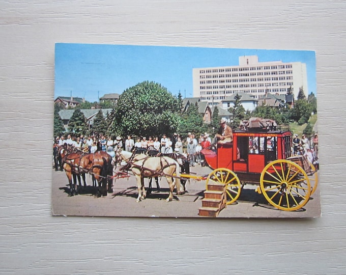 Postcard, Alberta's Historic Stagecoach, Canada. REAL Photo Postcard (RPPC). Genuine, Original, Used.
