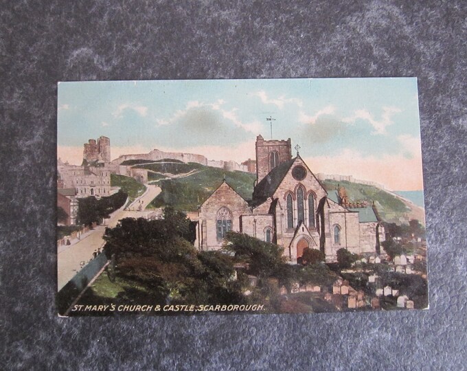 Postcard, St Mary's Church & Castle, Scarborough, Yorkshire. Unused.