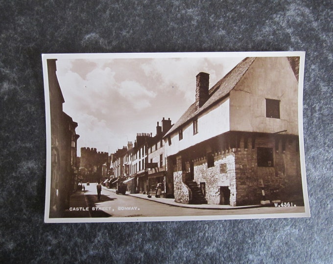 Real Photo (RPPC) Postcard, Castle Street, Conway, Wales, UK. Ideal Christmas Gift, Mother's Day Gift, Birthday Present For Loved One.