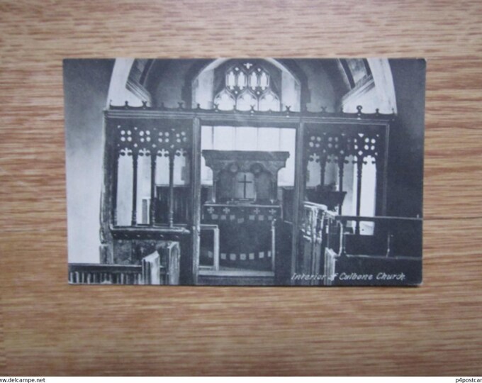 Postcard, Interior of Culbone Church, Somerset, England, UK. Genuine Original Postcard.