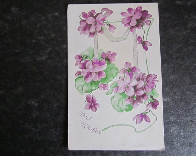 Vintage Postcard, Best Wishes, England, UK. Genuine Original. Ideal Christmas Present Mother's Day Gift Birthday Present