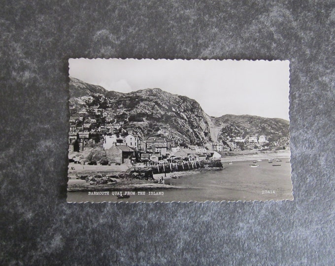 Real Photo (RPPC) Postcard, Quay From The Island, Barmouth, Wales. UK. Ideal Christmas Gift, Mother's Day Gift, Birthday Present