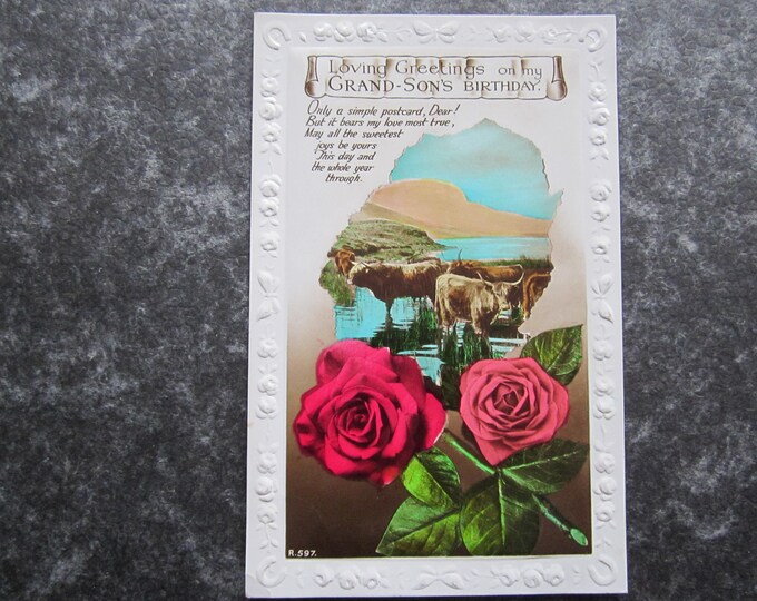 Real (RPPC) Photo Postcard, "Loving Greetings" Original, Used. Ideal Christmas Present Mother's Day Gift Birthday Present For Loved One.