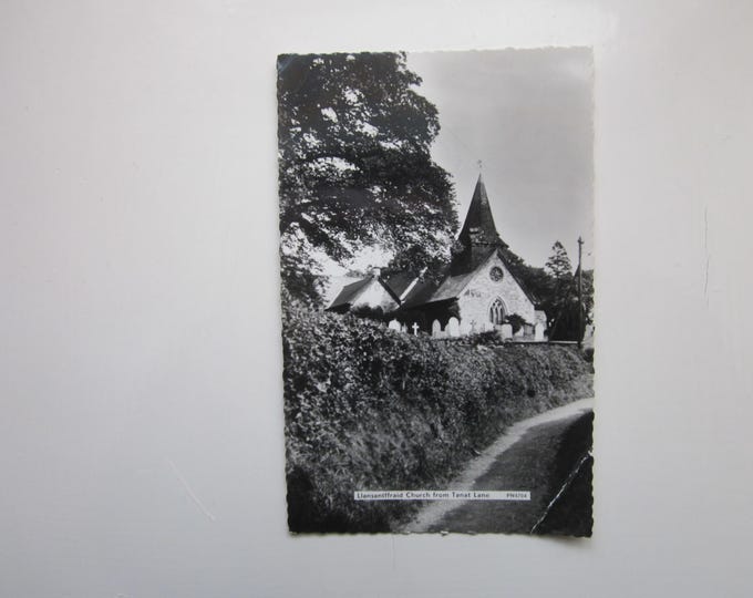 Postcard, Llansantffraid Church From Tanat Lane, Wales. Real Photo RPPC Postcard, Genuine, Original.