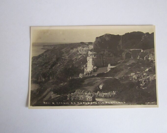 Real Photo (RPPC) Postcard, Bow & Arrow Rufus Castle, Portland, UK. Unused. Original