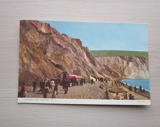 Postcard, Coloured Cliffs, Alum Bay, Isle Of Wight, UK. REAL PHOTO Postcard.  Genuine, Original, Used.
