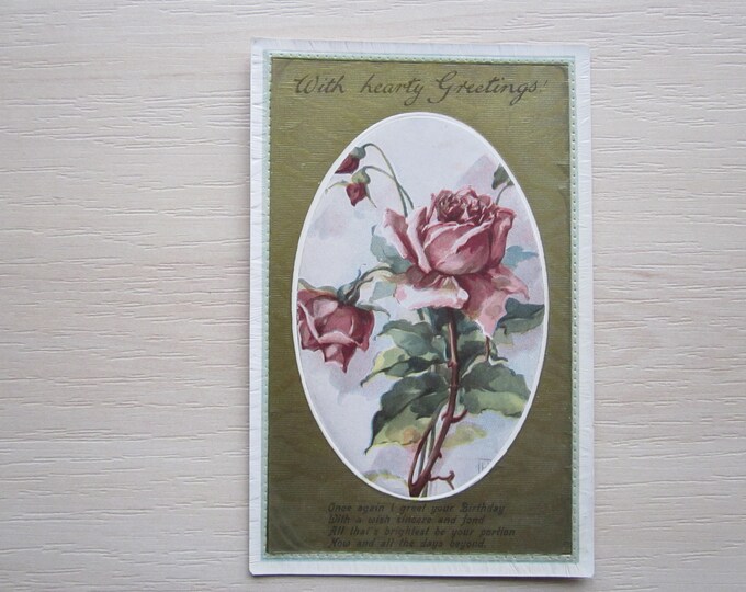 Postcard. With Hearty Greetings. Real (RPPC) Photo Postcard. Ideal Christmas Gift Fathers Day Birthday Present For Loved One