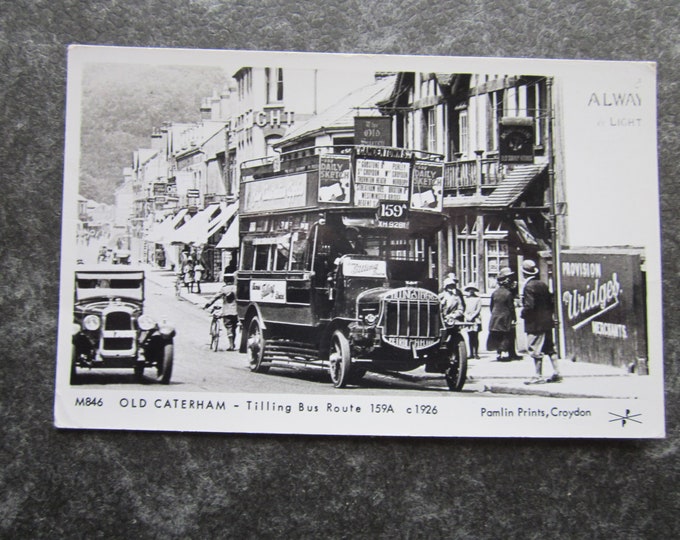 Real Photo (RPPC) Postcard. Old Caterham, Tilling Bus Route 159A. Ideal Christmas Gift, Mother's Day Gift, Birthday Present For Loved One