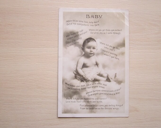 RPPC (Real Photo) Postcard, "Baby" Family Portrait, Used Genuine Original Ideal Christmas Present Mother's Day Gift Birthday Present