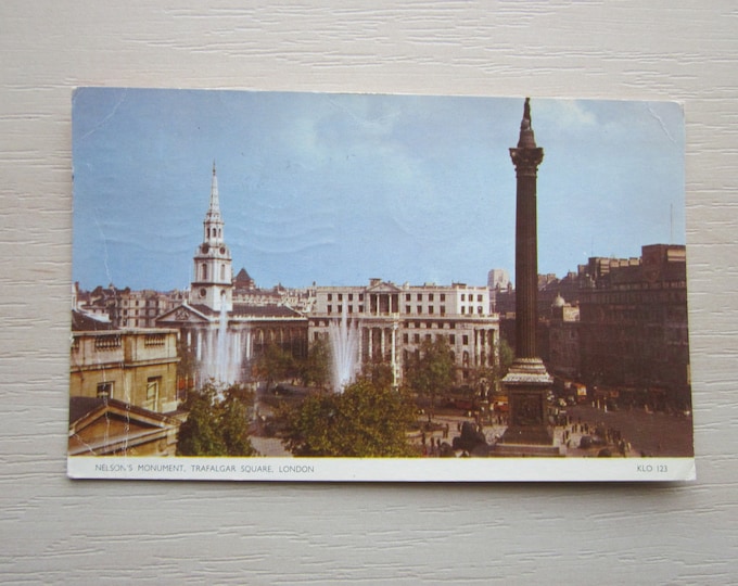 Postcard, Nelson's Monument, Trafalgar Square, London, UK. REAL Photo Postcard (RPPC). Genuine, Original, Used.