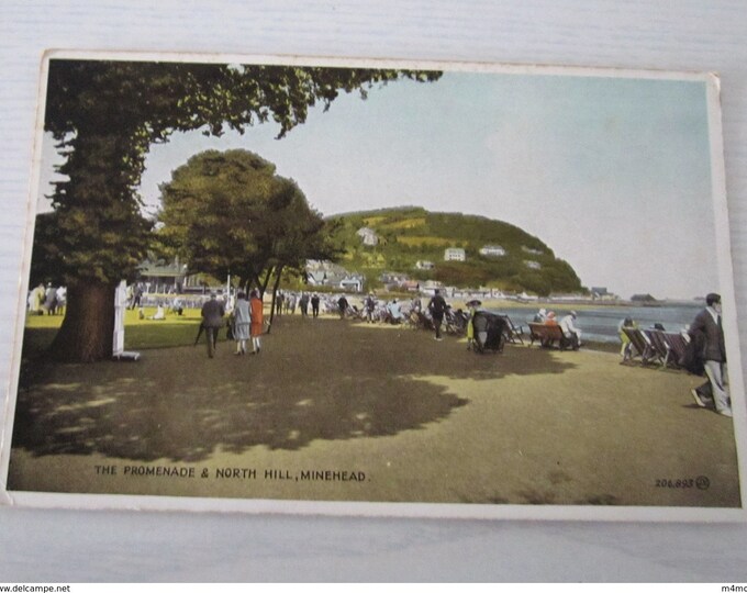 The Promenade & North Hill Minehead Somerset England UK Original Postcard Postally Unused "206,893" Ideal Christmas Gift, Birthday Present