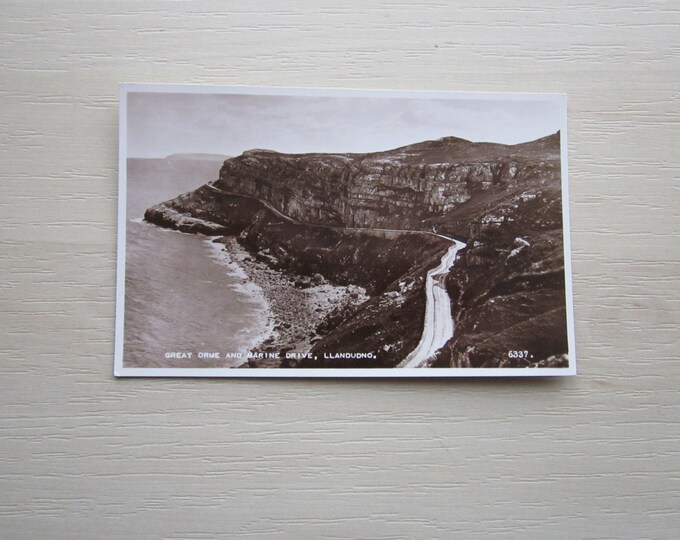 Old Vintage REAL PHOTO Postcard, Great Orme And Marine Drive, Llandudno, Wales, UK. Genuine, Original, Unused