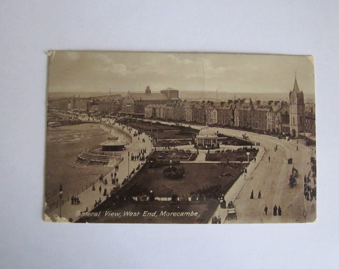 1910s Postcard, Aerial View, West End, Morecambe, Lancashire, England, UK. Real Photo Postcard (RPPC) Original, Used.