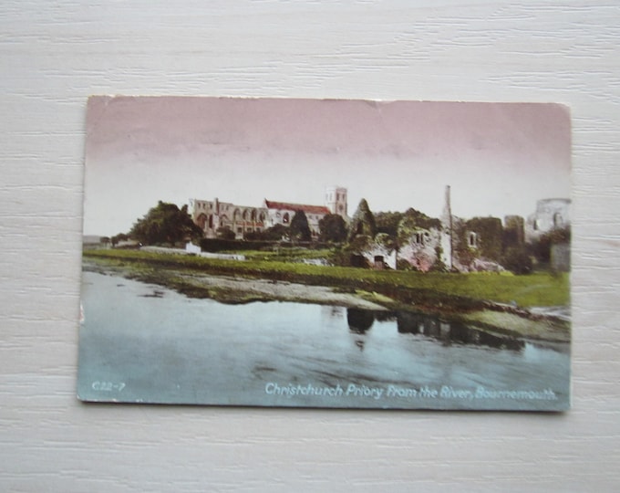 Postcard, Christchurch Priory From The River, Bournemouth, UK. Genuine, Original, Used.