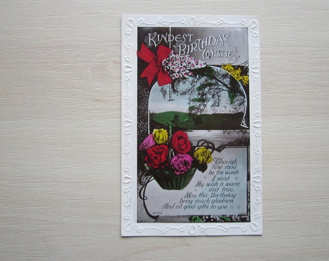 1930s Postcard. "Kindest Birthday Wishes". Real (RPPC) Photo Postcard. Ideal Christmas Gift, Fathers Day, Birthday Present For Loved One