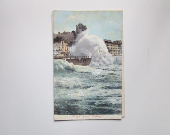 Postcard, Rough Sea At Hastings, Sussex, England, UK. Genuine, Used postcard, Original.