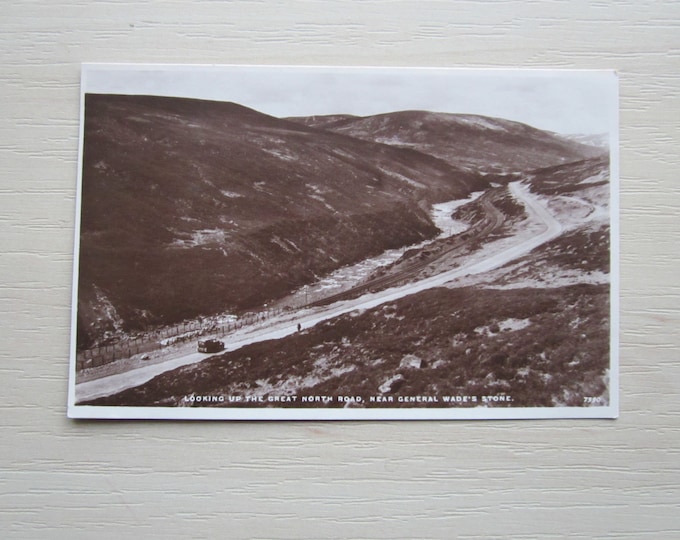 Vintage Printed Postcard, Looking Up The Great North Road, Near General Wade's Stone, Scotland, UK. Genuine, Original, Unused. Ideal Gift.