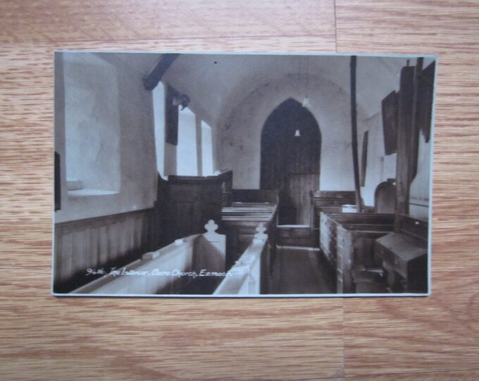 1910s Postcard, The Interior, Oare Church, Exmoor, England, UK. Genuine Original Postcard. Ideal Christmas Gift Fathers Day Birthday Present