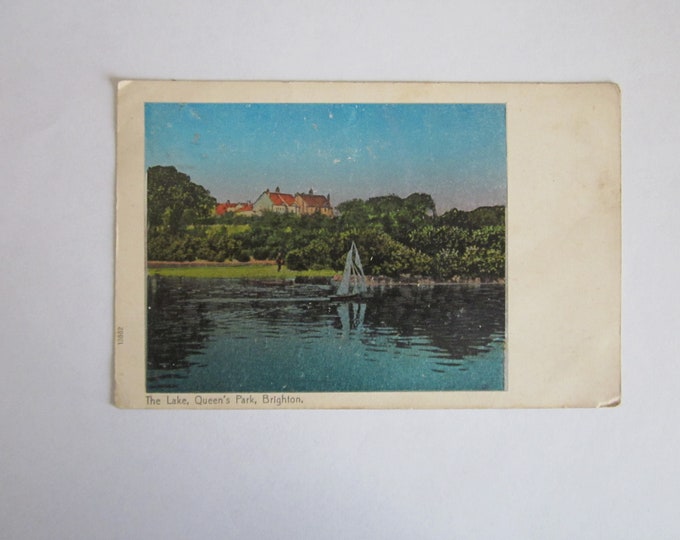 1900s Postcard, The Lake, Queen's Park, Brighton, Sussex, England, UK. Used, Original