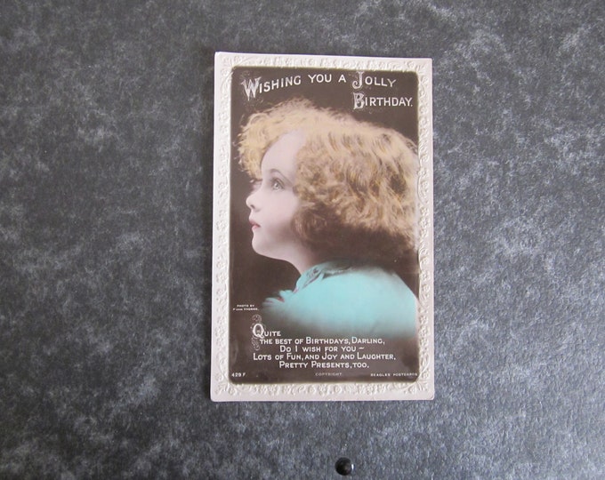 Real Photo (RPPC) Postcard,"Wishing You A Jolly Birthday" Genuine, Original. Ideal Christmas Gift, Mother's Day Gift, Birthday Present