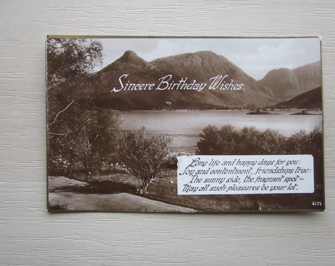 1930s Postcard. "Sincere Best Wishes", REAL Photo Postcard (RPPC). Genuine, Original, Used.