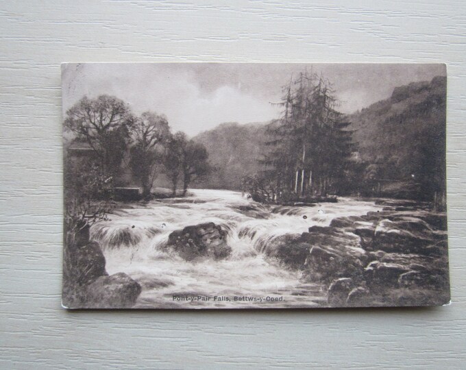 Vintage Printed Postcard, Pont-Y-Pair Falls, Bettws-Y-Coed, Wales, UK. Genuine, Original, Used. Postmarked 1913. Ideal Gift For Loved One.
