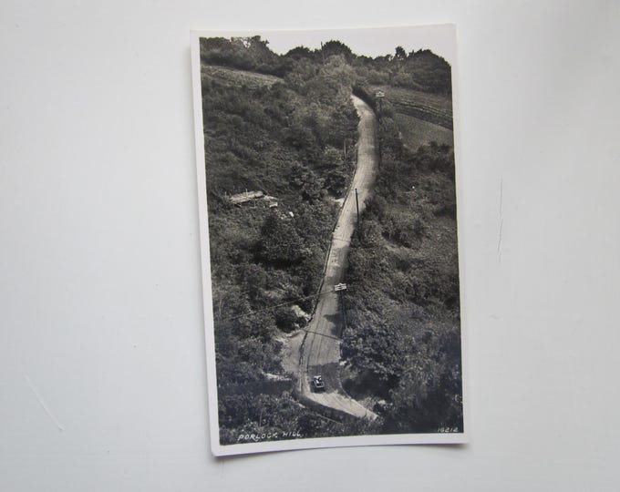 Postcard, Porlock Hill, Minehead, Somerset, England, UK. REAL Photo Postcard (RPPC). Genuine, Unused postcard, Original.