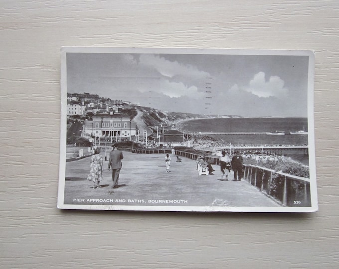 Vintage REAL PHOTO Postcard, Pier Approach And Baths, Bournemouth, UK. Genuine, Original, Used. Ideal Gift For Loved One