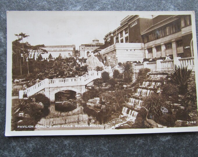 Real Photo (RPPC) Postcard, Pavilion Gardens & Falls, Bournemouth. Ideal Christmas Gift, Mother's Day Gift, Birthday Present For Loved One